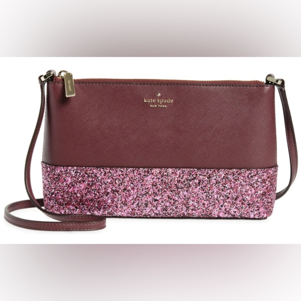 NWT Kate Spade Glitter Crossbody Bag in Cherrywood
